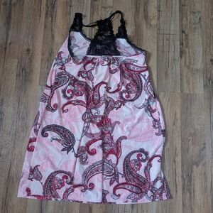 Paisley Print Dress with Lace Detail